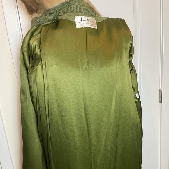 Vintage Amter’s Green Coat with Mink collar fully lined - Picture 5 of 8